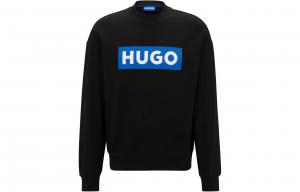 Хлопковый худи с принтом логотипа HUGO BOSS, черный