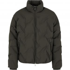 Полностью застегивающаяся на молнию нейлоновая пуховая куртка с эффектом матлассе по всей поверхности Micro Eagle EMPORIO ARMANI, тёмно-коричневая