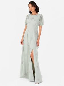 Расшитое бисером цветочное макси-платье Maya Deluxe, цвет Green Lily