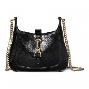 GUCCI Сумка через плечо из лаковой кожи, женская черная