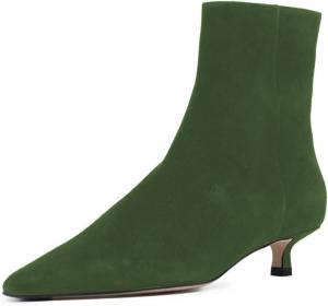 Женские закрытые ботильоны FOWT с заостренным носком, боковой молнией, низким каблуком, однотонные, осенние, повседневные, для работы, вечеринок, для платья, размеры US 4-16, Green