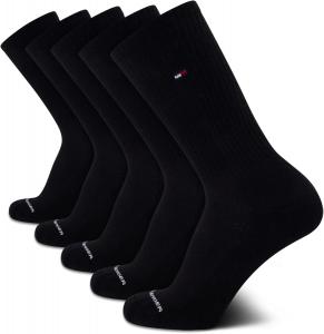 Мужские носки Tommy Hilfiger Crew Socks - 5 пар спортивных носков с эластичной подкладкой и амортизацией (размер обуви: 7-12), Pure Black