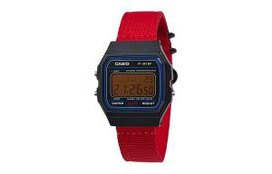 CASIO Мужские часы Retrofit Series с кварцевым механизмом и нейлоновым ремешком, черный циферблат