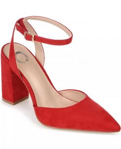 Женские туфли-лодочки Tyyra с ремешком на щиколотке и блочным каблуком Journee Collection, красный