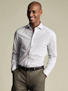 Хлопковая рубашка с длинным рукавом и воротником в полоску Charles Tyrwhitt