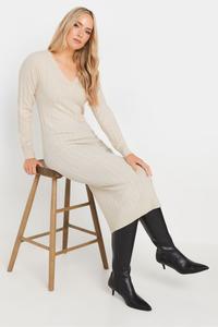 Платье премиум класса с V образным вырезом в рубчик Long Tall Sally, бежевый