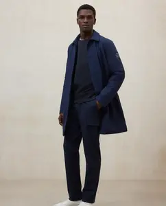 Мужское пальто с застежкой на пуговицы и воротником-рубашкой Ecoalf, темно-синий