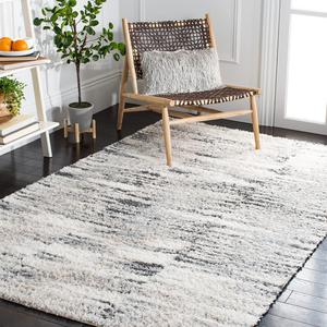 Ковер SAFAVIEH, 135 x 196 см, Berber Shag Collection, Grey & Ivory, без линьки и простой в уходе, идеален для помещений с высокой проходимостью в прихожей, гостиной, спальне (BER404F)