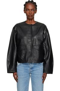 Утилитарная кокон-кожаная куртка St. Agni, черный