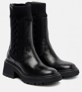 Ботильоны Tamia из кабельной вязки с кожаными вставками Jimmy Choo, Black/Black