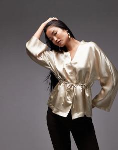 Блузка ARKET с приталенной талией, бежевого цвета