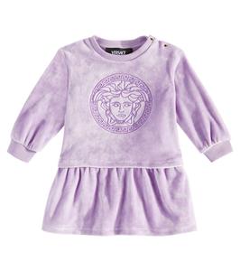 Бархатное платье Baby Medusa Versace Kids, цвет mauve+violet
