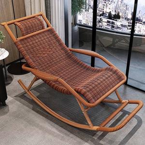 Плетеное кресло-качалка из искусственного ротанга с усиленным каркасом и высокой спинкой