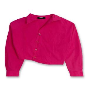 Jacquemus Девочки Асимметричная укороченная блузка, розовый