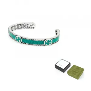 GUCCI Браслет из стерлингового серебра 925 пробы унисекс зеленый/серебристый