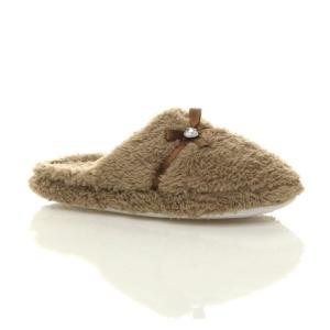 Флисовые тапочки-мюли на плоском каблуке AJVANI, коричневый