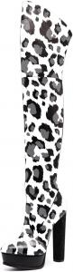 FSJ сексуальные ботфорты выше колена с высокой платформой и толстым каблуком, эластичная кожа, размер 4-15 US, Leopard