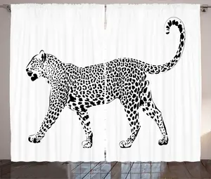 Штора ABAKUHAUS Leopard Rustic, однотонная, на 4 ножках, универсальная, для гостиной, с петлями и крючками, 280 x 225 см, цвет: антрацитовый серый и белый Abakuhaus