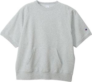 Мужская толстовка Champion Relax Fit с коротким рукавом-реглан, хлопок американского производства, C3-B012, меланжевый серый