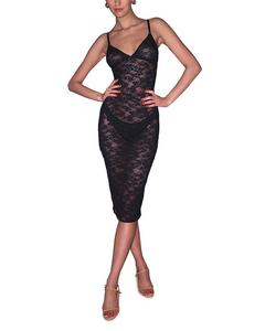 Эластичное кружевное платье-комбинация Le Stretch Lace Slip Dress Fleur du Mal, черный