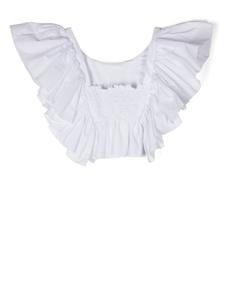 Monnalisa укороченная блузка с оборками, белый