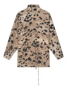 Топ с высоким воротником и принтом Aeron, коричневый