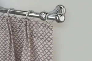 Карниз для штор GARESA "ANDREA", 1 направляющая, желаемая длина, комплект для штор, выдвижной, концевая кнопка шаровая короткая, с кольцами 130 см, Ø 20 мм, цвет chromfarben