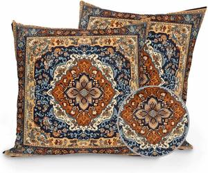 Huotupsine Декоративные подушки Outdoor водонепроницаемые синие терракотовые бохо с наполнителем этнические юго-западные поясничные для кровати дивана 2 шт Navy Blue Orange Beige