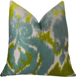 Plutus Brands Подушка Plutus Velvet Pine Cliff Blue Citrine and Cream Blue