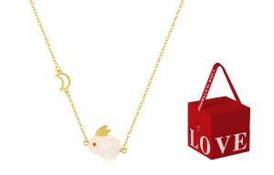 Женское нефритовое ожерелье Jodie＆Kevin, Flow Rabbit Necklace + Love Couple Gift Box