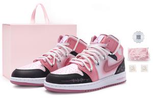 Jordan Air Jordan 1 винтажные баскетбольные кроссовки женские, Fierce Pink/Black/Playful Pink/White