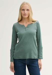 Футболка с длинным рукавом STRIPE HENLEY TOM TAILOR, зеленый