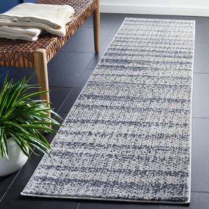 Ковер-ковер-дорожка SAFAVIEH, 69 x 244 см, Carnegie Collection, Grey & Navy, современный полосатый дизайн, не линяет и прост в уходе, идеален для помещений с высокой проходимостью в гостиной, спальне (CNG612N)