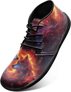 Кроссовки для трейлраннинга с животным принтом для мужчин, широкая носочная часть, ботинки с тигровым дизайном, минималистичные кроссовки Chririnla, Fire Galaxy Wolf