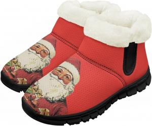 Детские зимние ботинки для девочек и мальчиков, водонепроницаемые, с противоскользящей подошвой, утепленные мехом, для улицы, зимние кроссовки для маленьких и больших детей Chririnla, Santa Claus