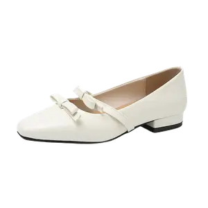 Туфли Мэри Джейн на массивном каблуке для женщин Dawei's house, Ecru