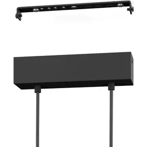 Подвесной светильник PANAGRIA, алюминий, сталь, дерево и пластик, лампа для обеденного стола, светодиодный модуль 1 шт., теплый белый свет, подвесной светильник, Д93,5 x Ш7,5 x В110 см, черный, коричневый, 2x13 Вт включено. Eglo, черный/коричневый