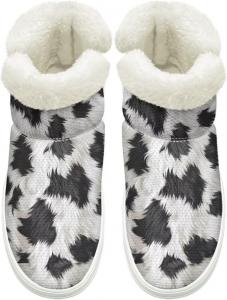 Женские пушистые ботинки Комфортные ботильоны на каждый день для мужчин ботинки на зиму без шнуровки, размеры США 4,5-12 Cugasmaru, Cow Print