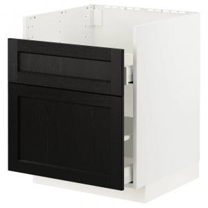 Нижний шкаф HAVSEN snk/waste srt/2 fr METOD/MAXIMERA IKEA, 60x60x70 см, цвет white/lerhyttan black stained