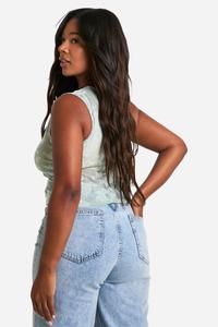 Топ на одно плечо с флокированным цветочным принтом boohoo, зеленый