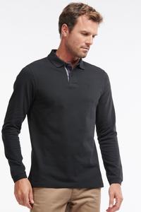 Спортивная рубашка поло с длинным рукавом из 100% хлопка Barbour, черный