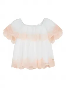 Кружевной топ с оборками Chloé Kids, белый