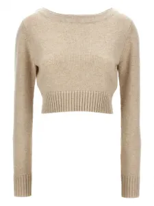 Свитер с вырезом-лодочкой и манжетами на рукавах MAX MARA, нейтральный