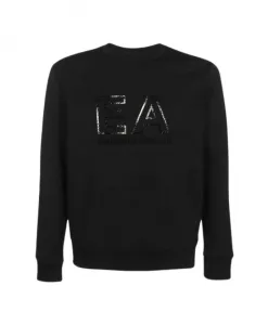 Простая толстовка с круглым вырезом, черная. Emporio Armani, черный