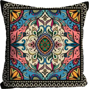 Декоративная подушка Орнамент, наволочка без наполнителя, 1 штука Queence, Bunt + bedruckt