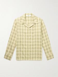 Рубашка в клетку из смеси хлопка и льна Ignacio Camp-Collar SÉFR, желтый