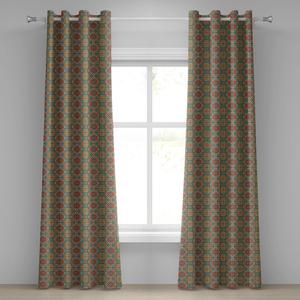 ABAKUHAUS Бирюзовые занавески с люверсами, этнические рисунки коренных народов, племенная народная художественная плитка, декоративные 2-панельные оконные шторы, 280 см x 260 см, бирюзовые и оранжевые, бирюзовый