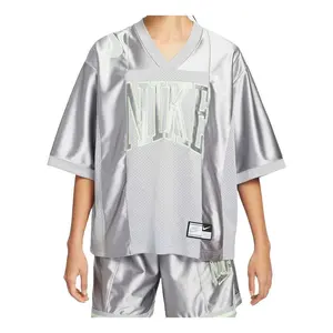 Джерси (WMNS) Nike Sportswear Street Oversized Graphic Jersey Top Asia Sizing 'Smoke Grey Barely Volt', серебряный