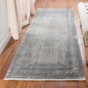 Ковер-дорожка SAFAVIEH, 92 x 305 см,  Eclipse Collection Ivory/Charcoal ECL134A в винтажном ориентальном стиле, потертый вискозный