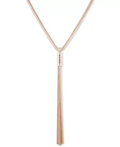 Ожерелье-Лариат из цепочки-змейки золотистого цвета с логотипом и кисточкой, 28 дюймов + удлинитель 2 дюйма Guess, gold